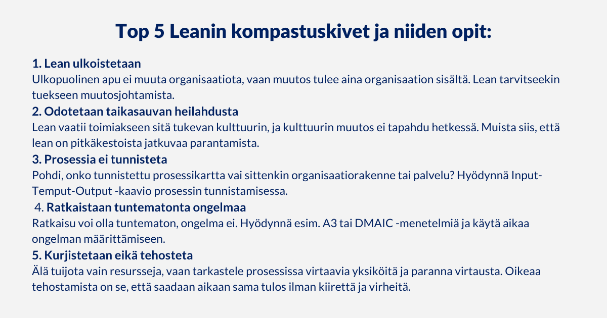 Top 5 lean-mokaa ja niiden opit, Arter